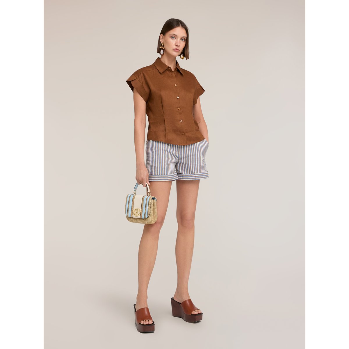 Chemise à plis marron, MOTIVI