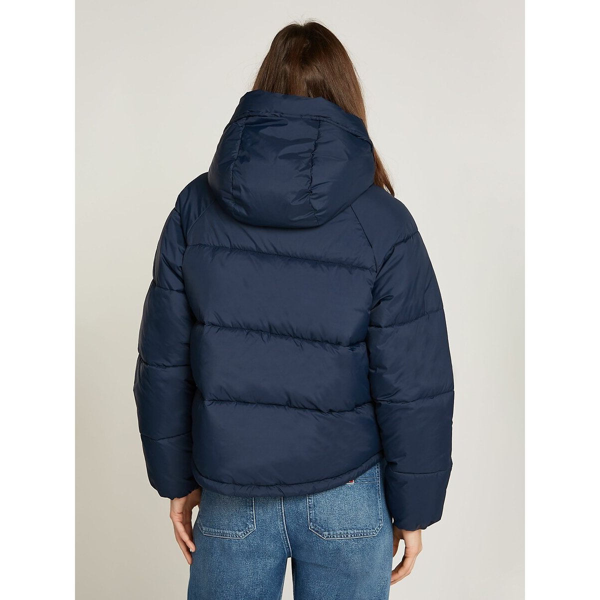 Vail Short Padded Puffer Jacket with Hood midnight blue, TOMMY JEANS