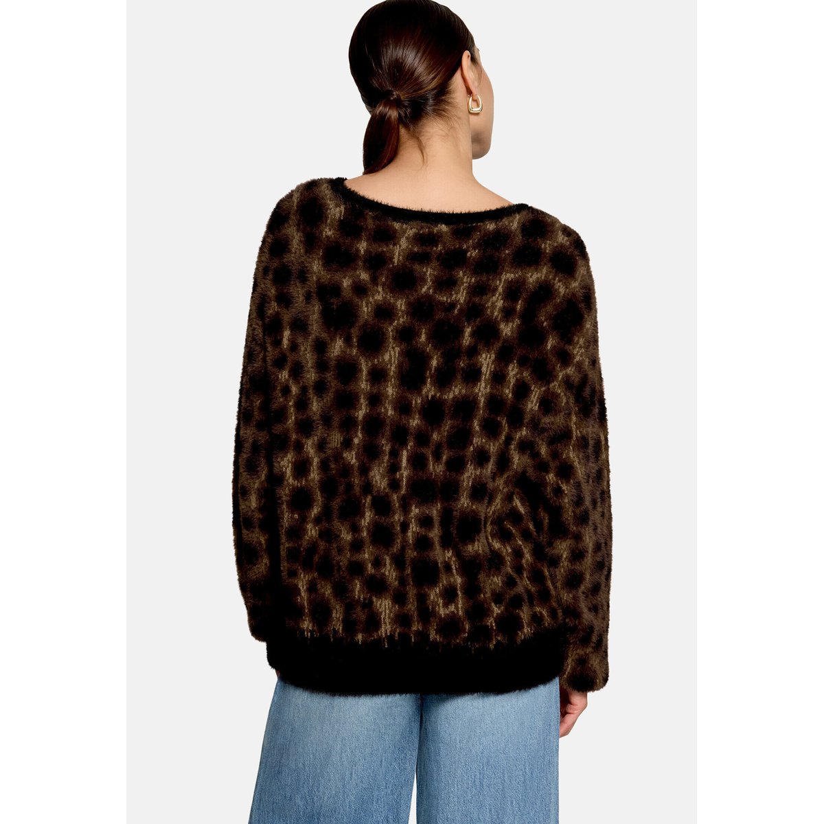 Pull-over en maille à motif jacquard patch black/brown, ZERO