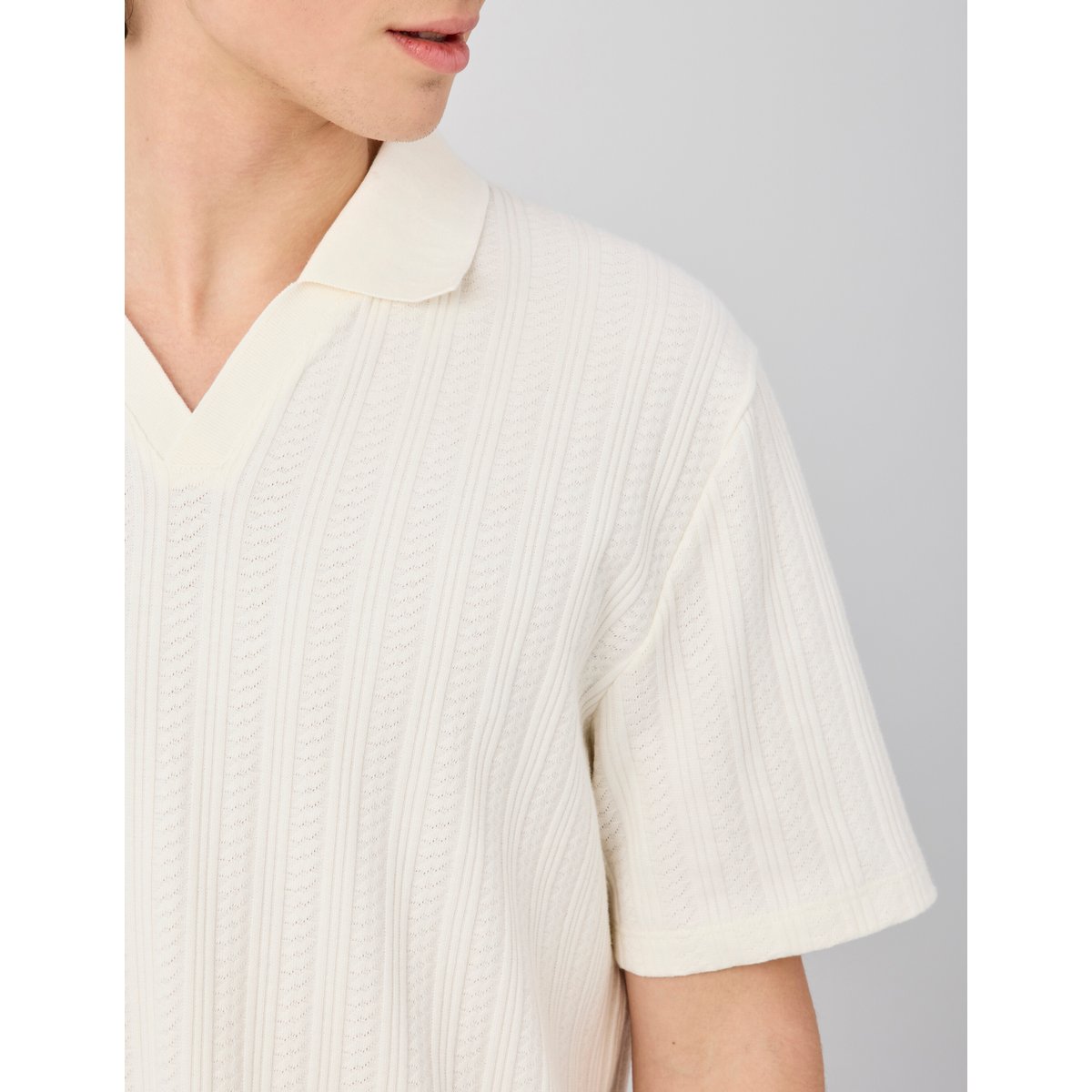 Polo matière fantaisie blanc écru, BZB