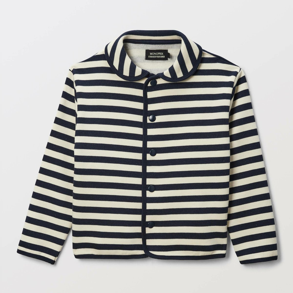 Cardigan rayé en coton BIO GOTS naturel, MONOPRIX