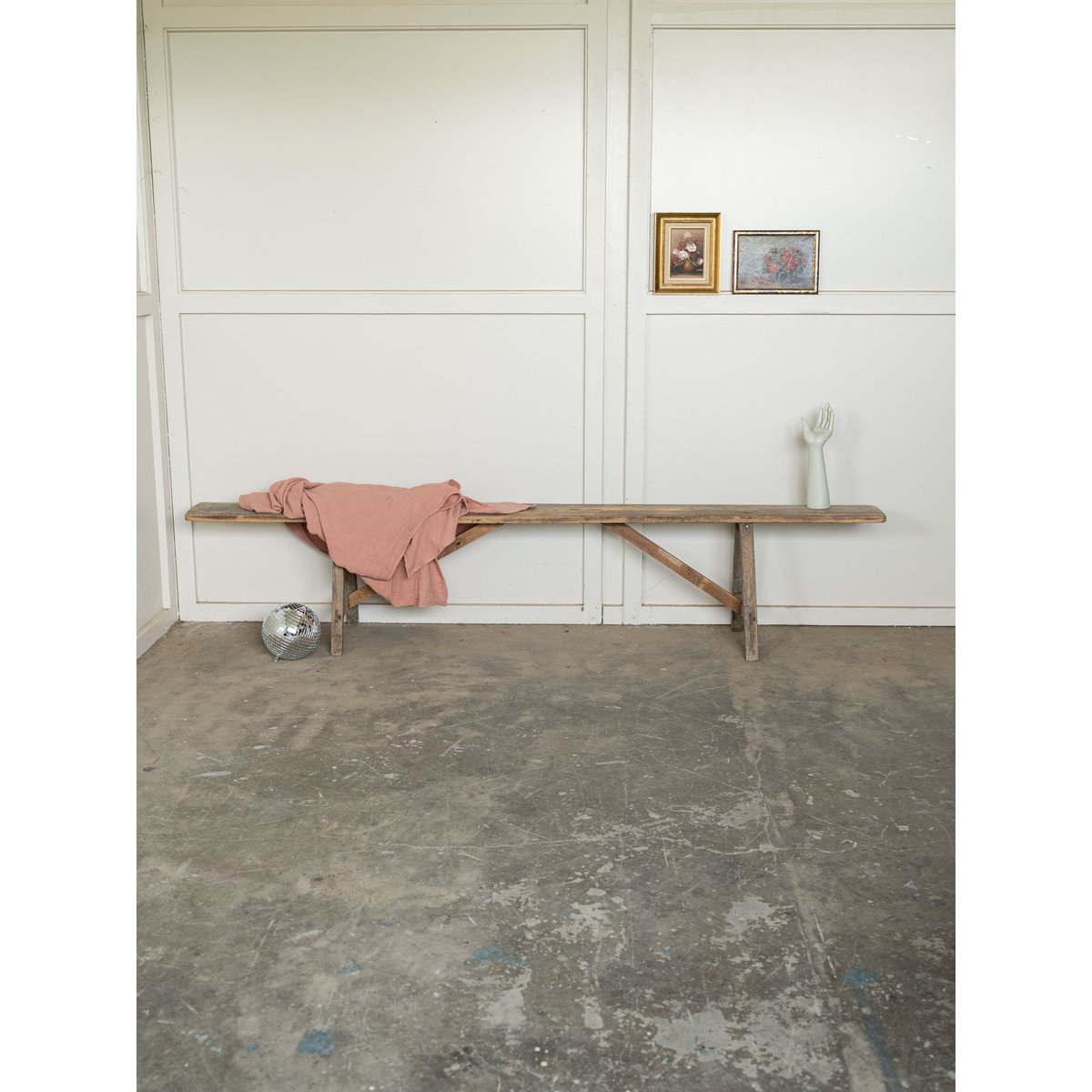Banc de ferme en bois Antoine N°531 - Bon état bois clair, DEBONGOUT
