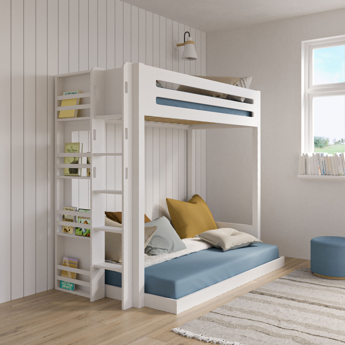 Pack lit superposé Montessori avec matelas Bois massif ISA bois naturel, AKITEN RETAIL