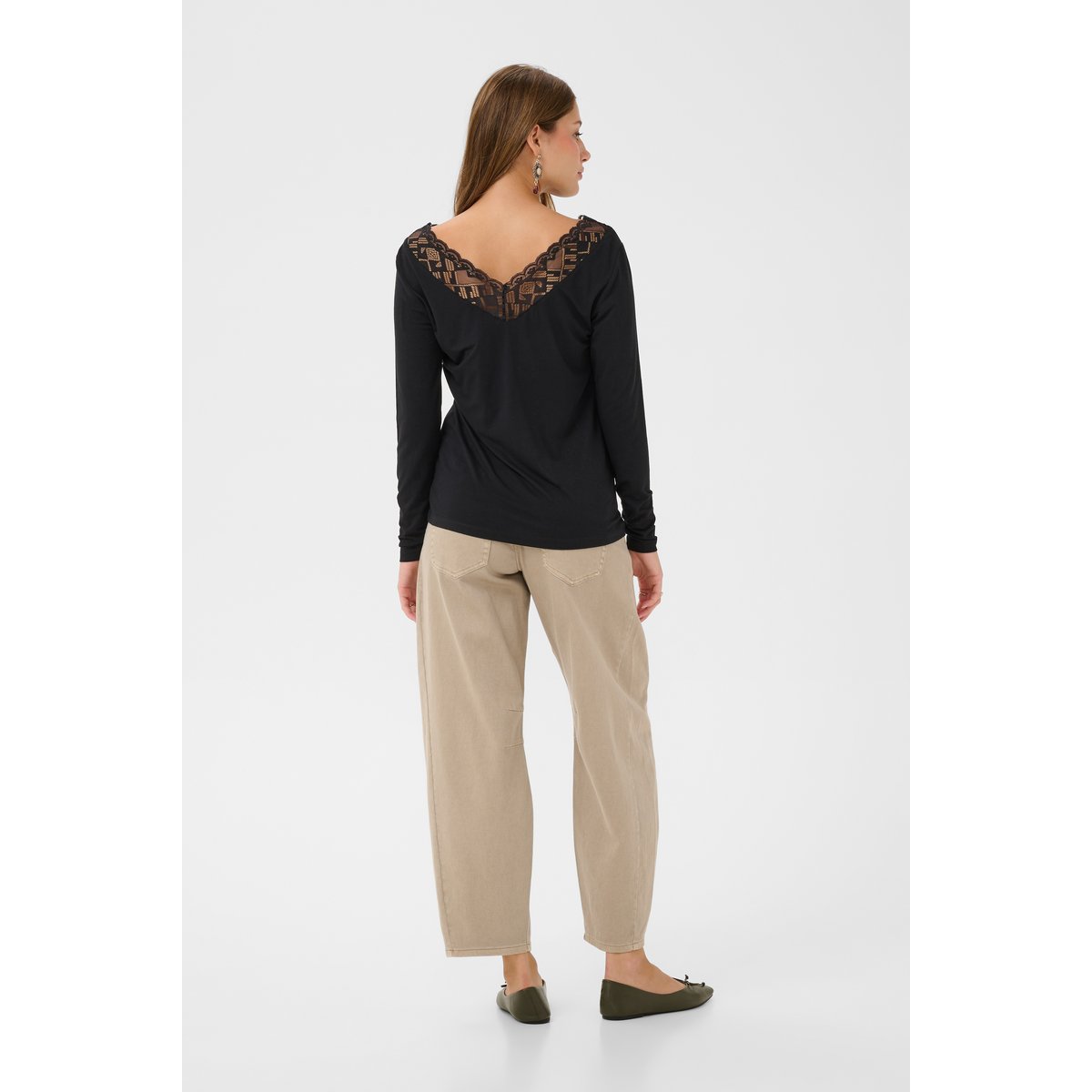 Long sleeved T-shirt noir pitch black, CREAM