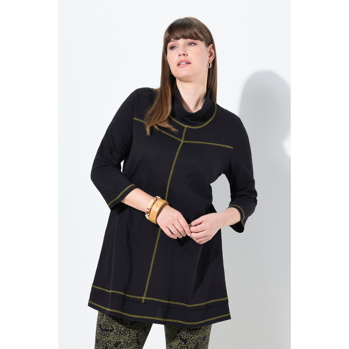Blouse en coton bio noir, ULLA POPKEN