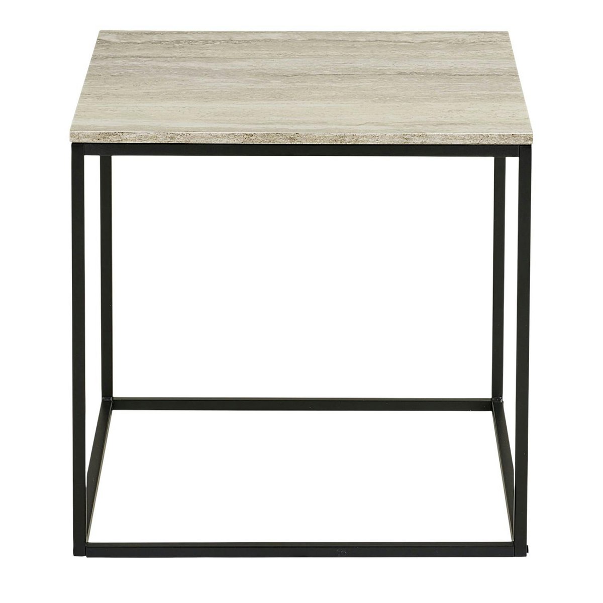 Bout de canapé cube effet travertin VARDE bois naturel, PIER IMPORT