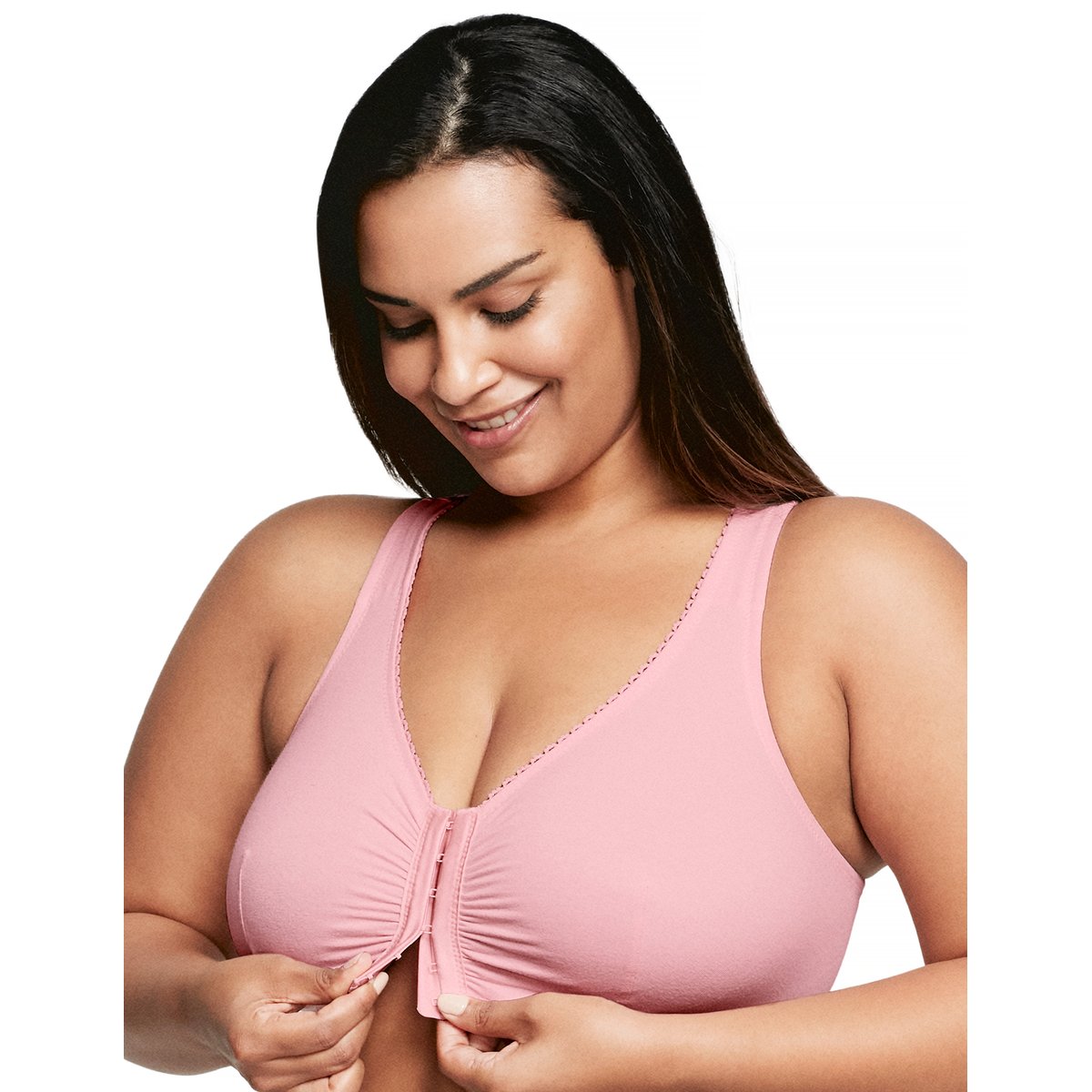 Soutien-gorge Coton Dos Nageur Grand Confort rose tendre, GLAMORISE