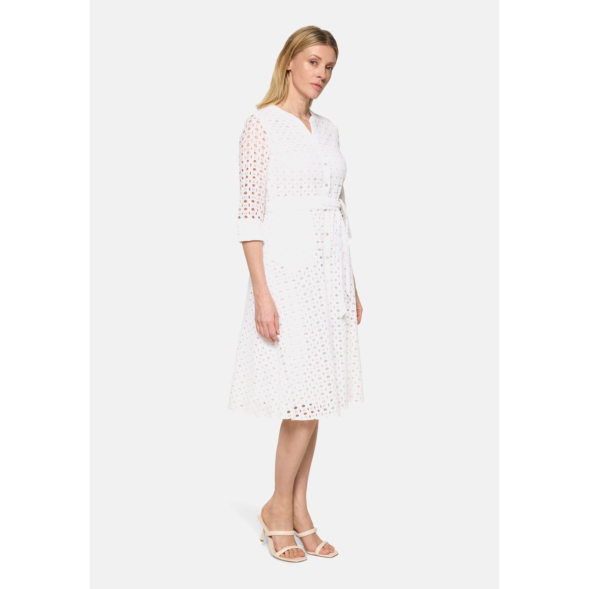 Robe-chemisier à ceinture à nouer blanc, BETTY & CO