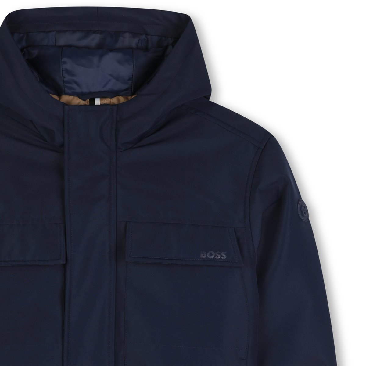 Doudoune à capuche bleu cargo, BOSS KIDSWEAR