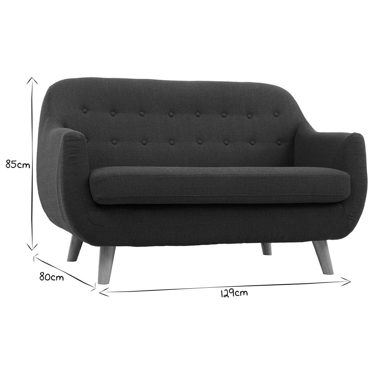 Canapé scandinave déhoussable 2 places YNOK bleu canard, MILIBOO