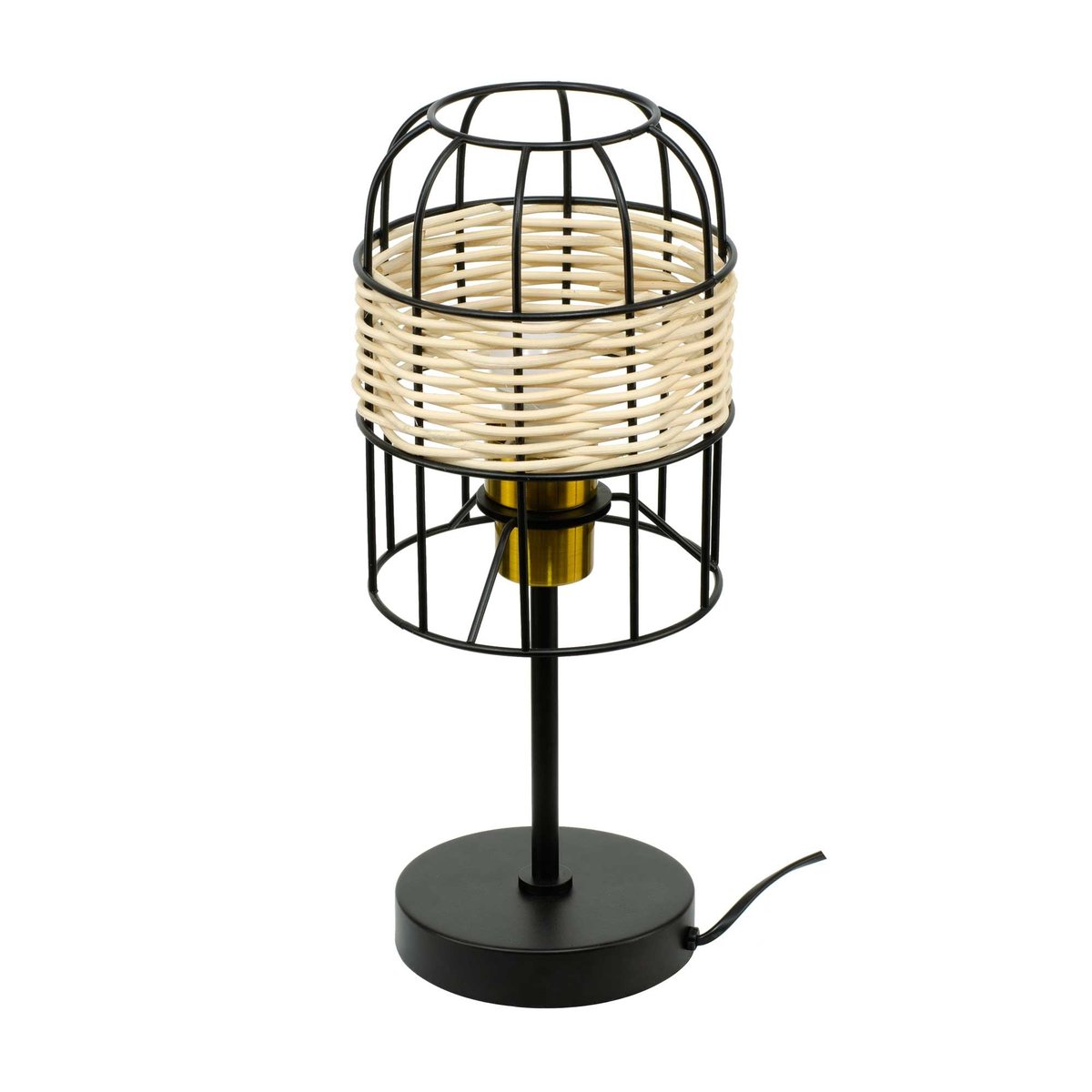 Lampe à poser tactile en métal et rotin, NUSSIM naturel, C-CREATION