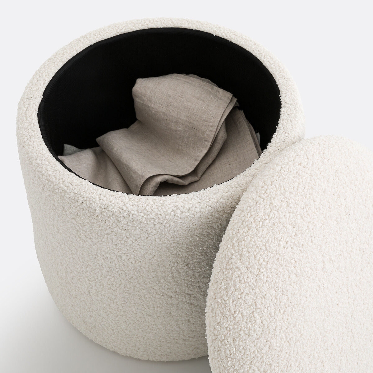 Pouf avec coffre, bouclette, TIMOUR ecru, LA REDOUTE INTERIEURS