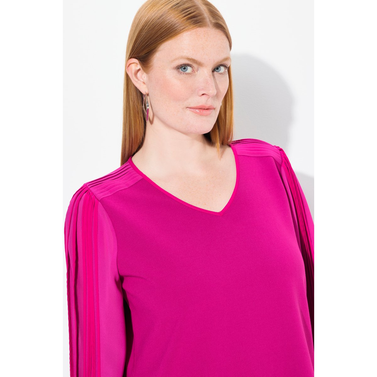 Tunique à manches longues en mousseline magenta, ULLA POPKEN
