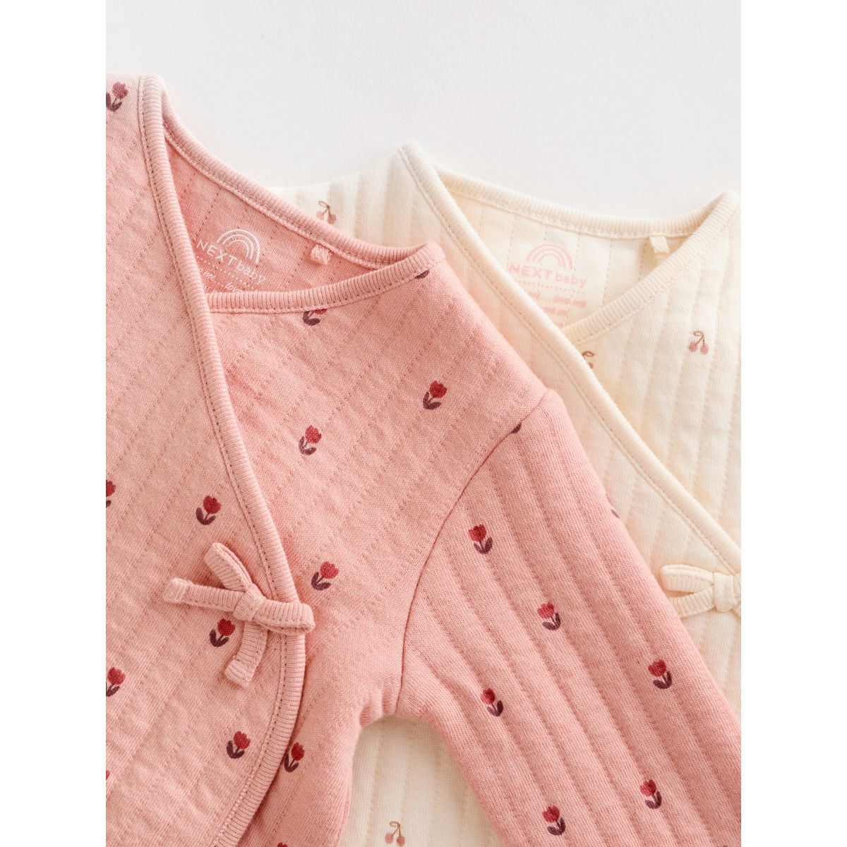 Grenouillère matelassée bébé, lot de 2 rose/crème, NEXT