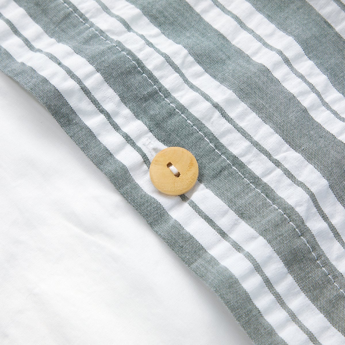 Housse de couette en percale de coton seersucker, L SEERLINE vert, LACOSTE HOME