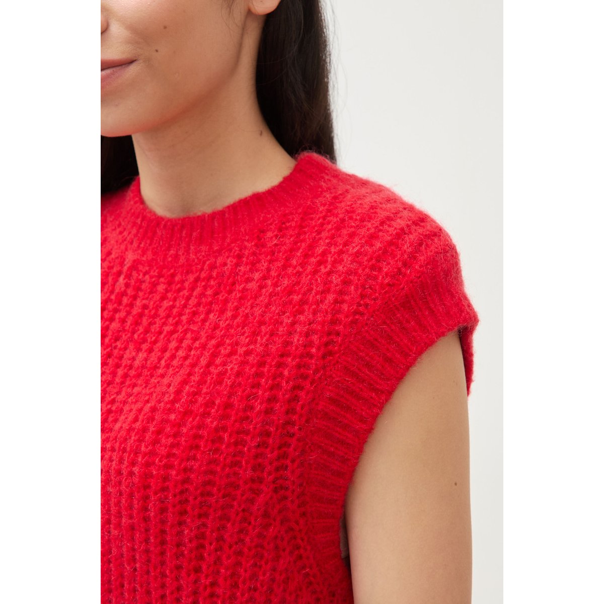 Pull droit sans manches col rond rouge, BONOBO