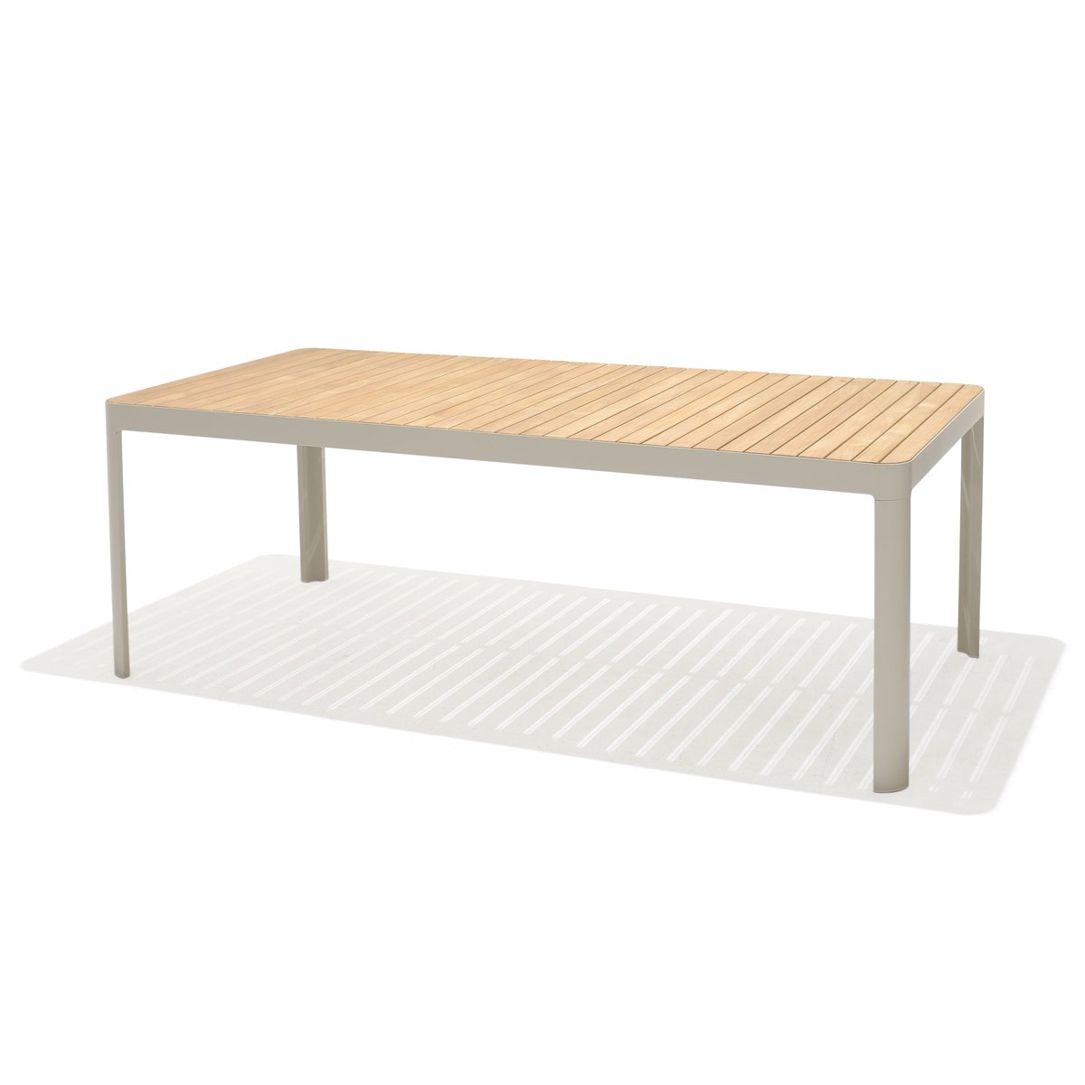 Table de jardin 210cm eucalyptus et aluminium blanc Azur couleur unique, ZAGO