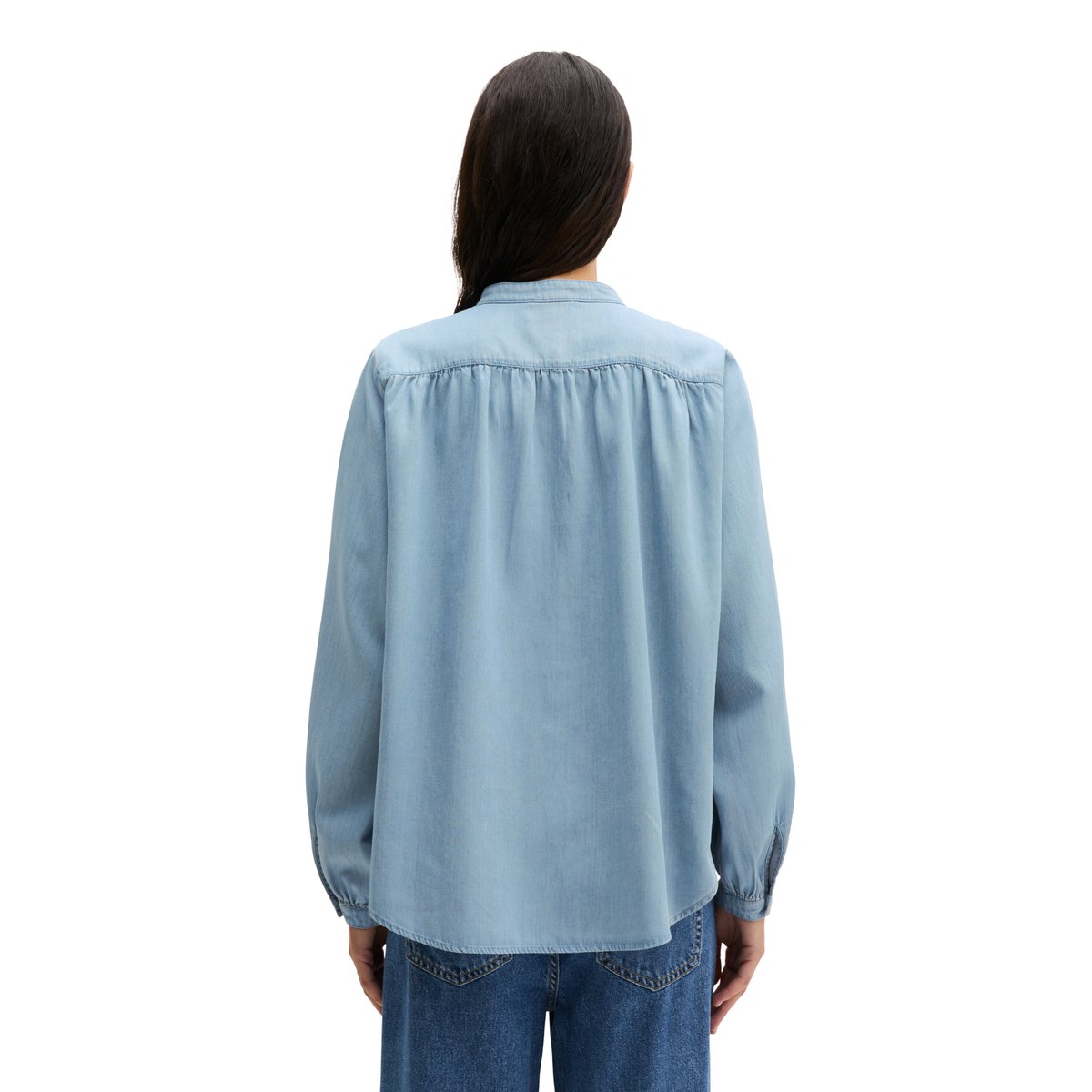 Blouse en jean loose en lin mélangé bleu clair, MARC O'POLO
