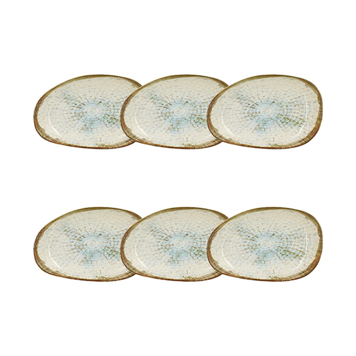 Lot de 6 coupelles 24 x 15cm en faïence, MINERAL bleu-gris, NOVASTYL