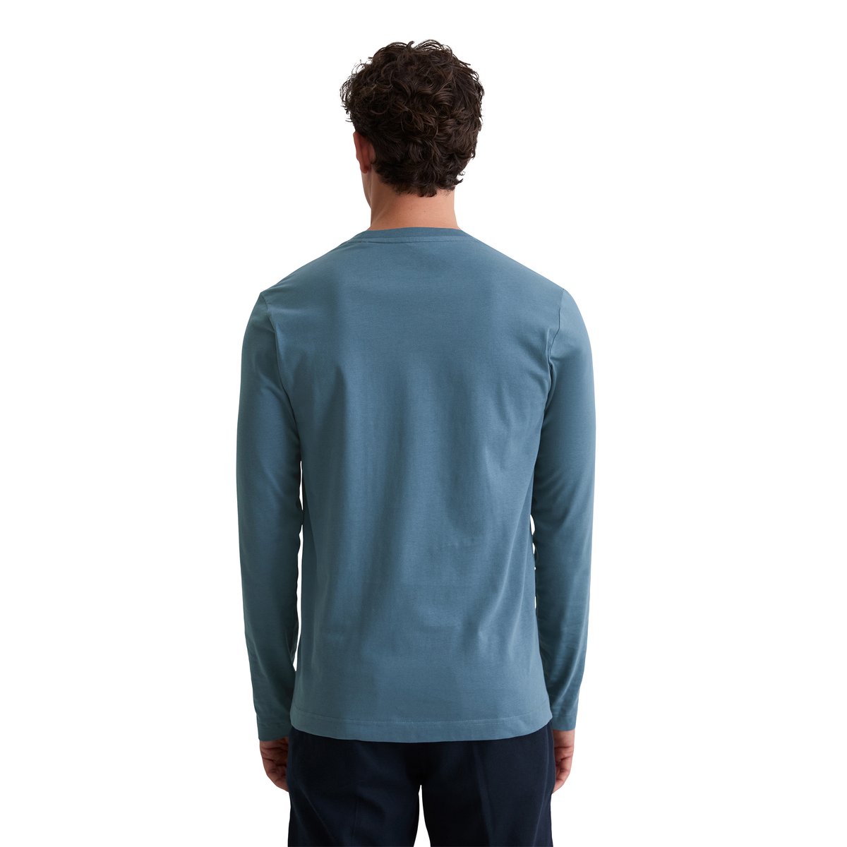 Manchette longue shaped en pur coton bio bleu moyen, MARC O'POLO