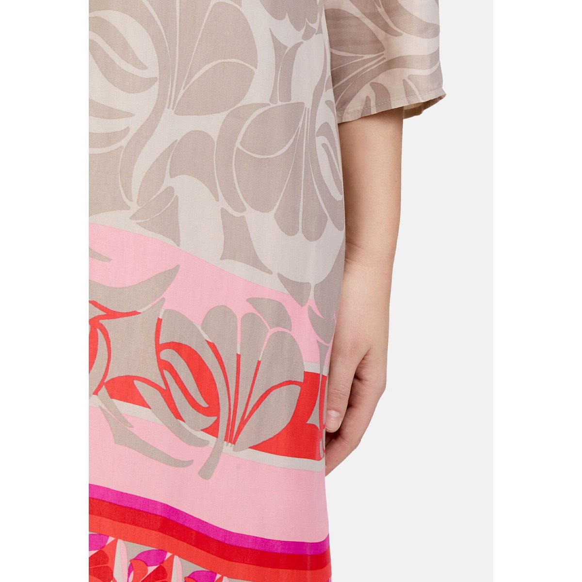 Robe d'été à encolure ronde taupe/rouge, BETTY BARCLAY