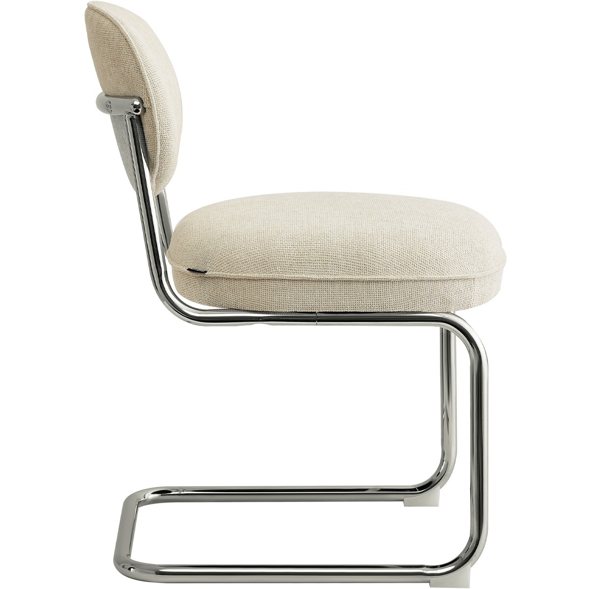 Lot de 2 chaises de salle à manger chromées en tissu chenille - LOU beige, HOMIFAB