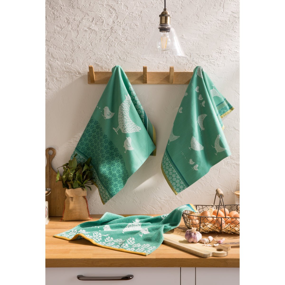 Essuie-mains éponge jacquard COCOTTE vert, COUCKE