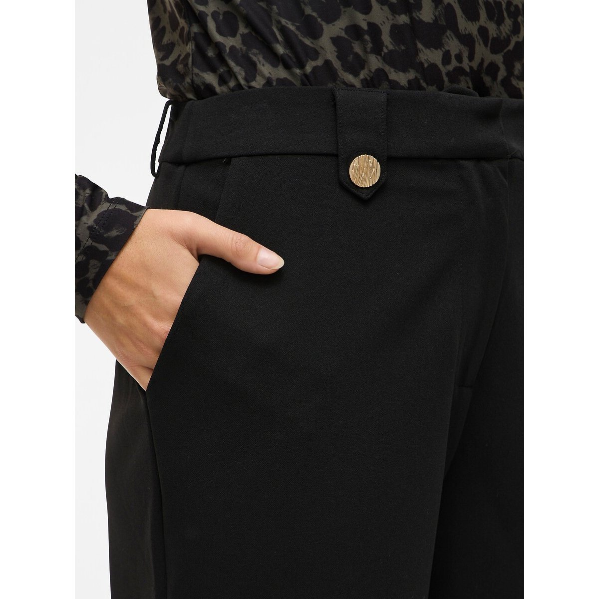 Pantaloni a gamba larga con bottoni dorati nero , VILA