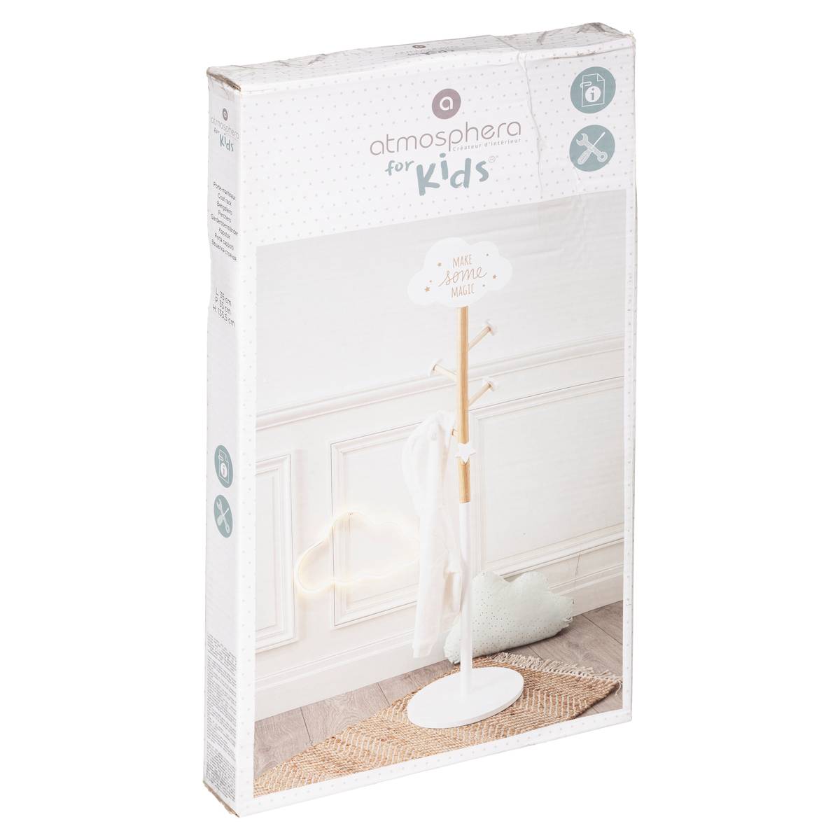 Porte-manteau enfant 5 patères forme nuage GATON blanc, ATMOSPHERA FOR KIDS