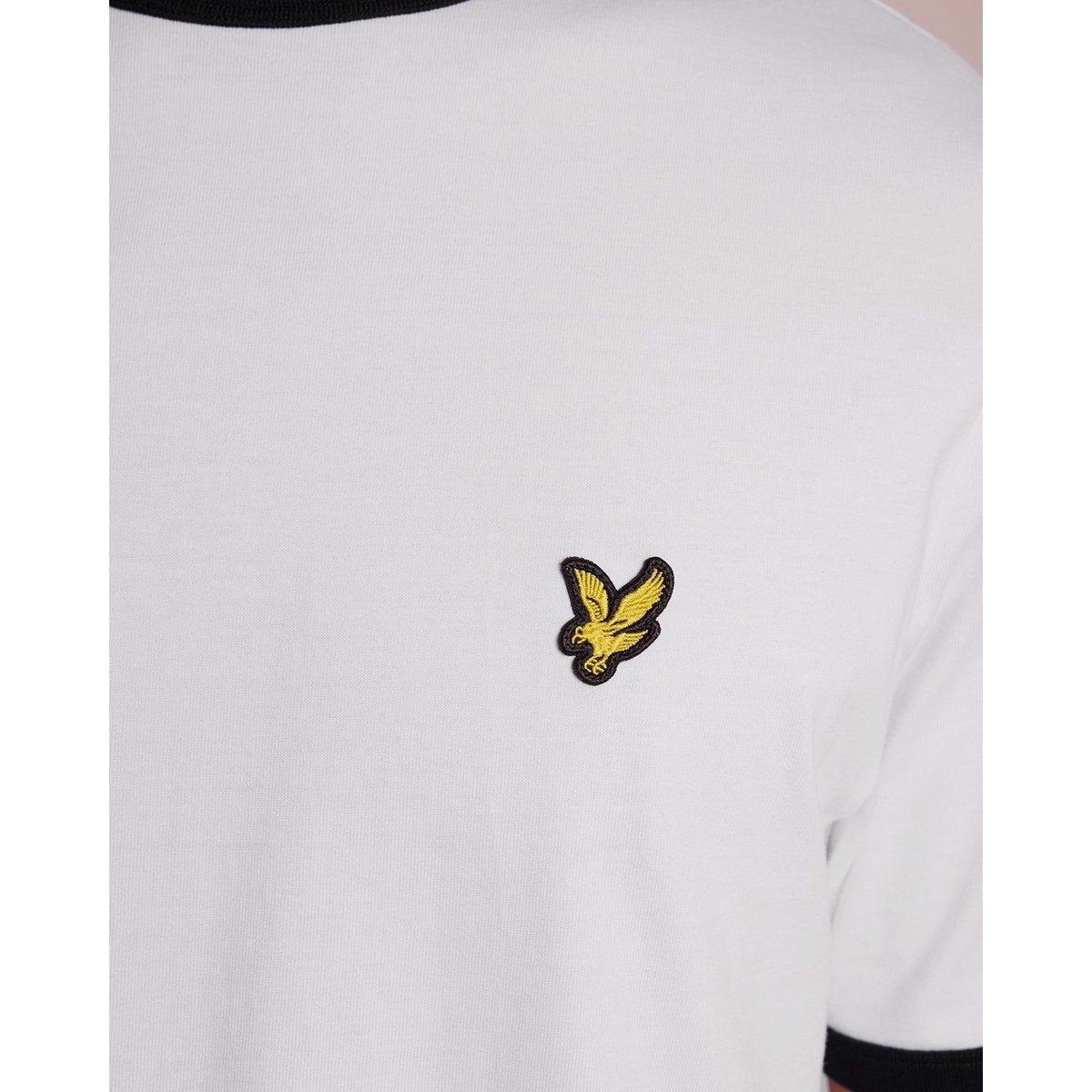 T-shirt ringer en coton col rond blanc/ foncé marine, LYLE & SCOTT
