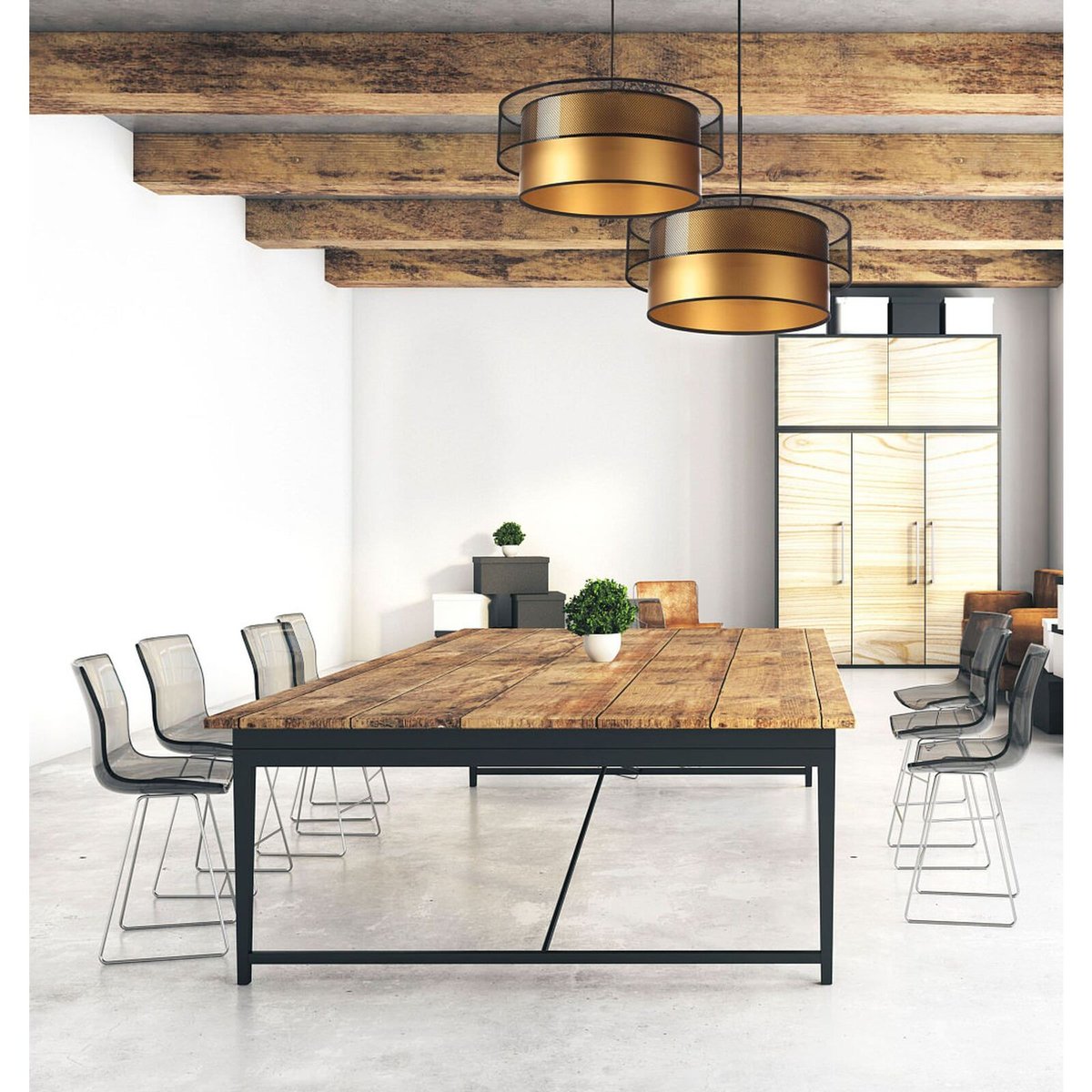 Suspension en tissu, DUO ÉLÉGANT filet noir et doré satiné et brillant, BPS KONCEPT