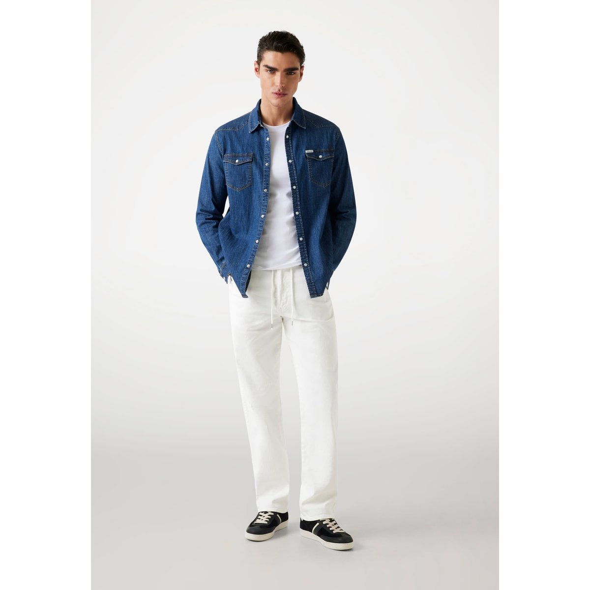 Chemise En Jean Coupe Slim bleu, GUESS