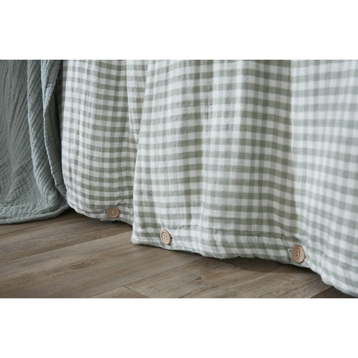 Housse de couette réversible en gaze de coton  Modèle VICKIE eucalyptus, EDEN
