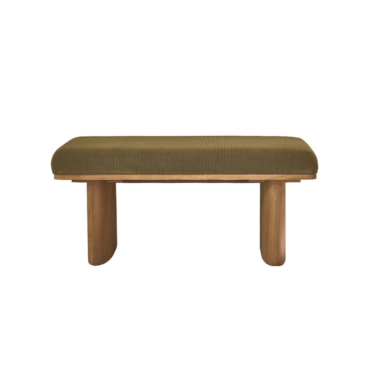 Banc en teck massif et tissu velours côtelé 100 cm  AMBRE naturel, BERAH GETAH