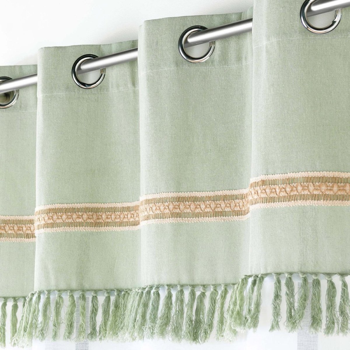 Voilage à œillets 140x240 Janara ocre polycoton vert, DECORATIE