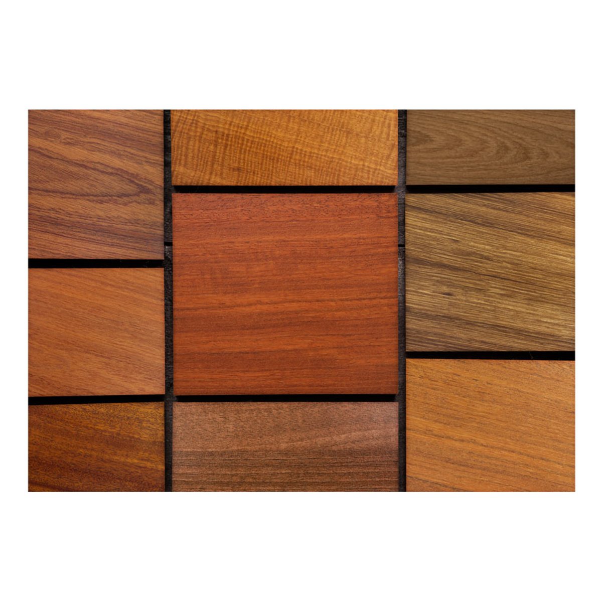 Papier peint intissé panoramique Cubes en bois multicouleur, EDEN