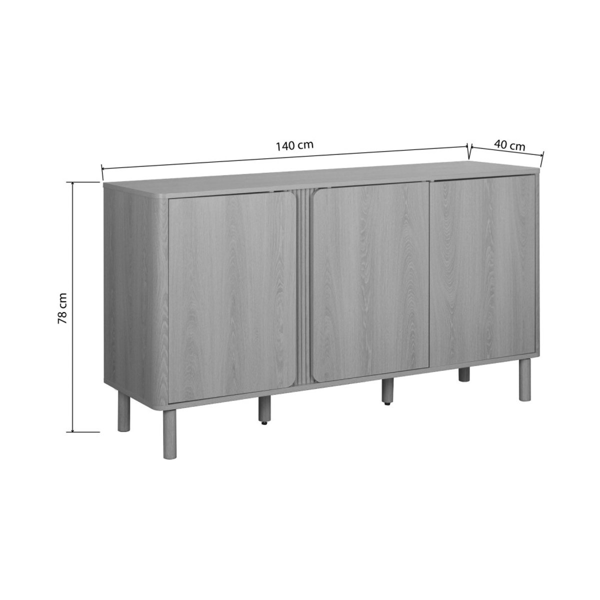 Buffet 3 portes en bois L140cm- NOA bois clair, DRAWER