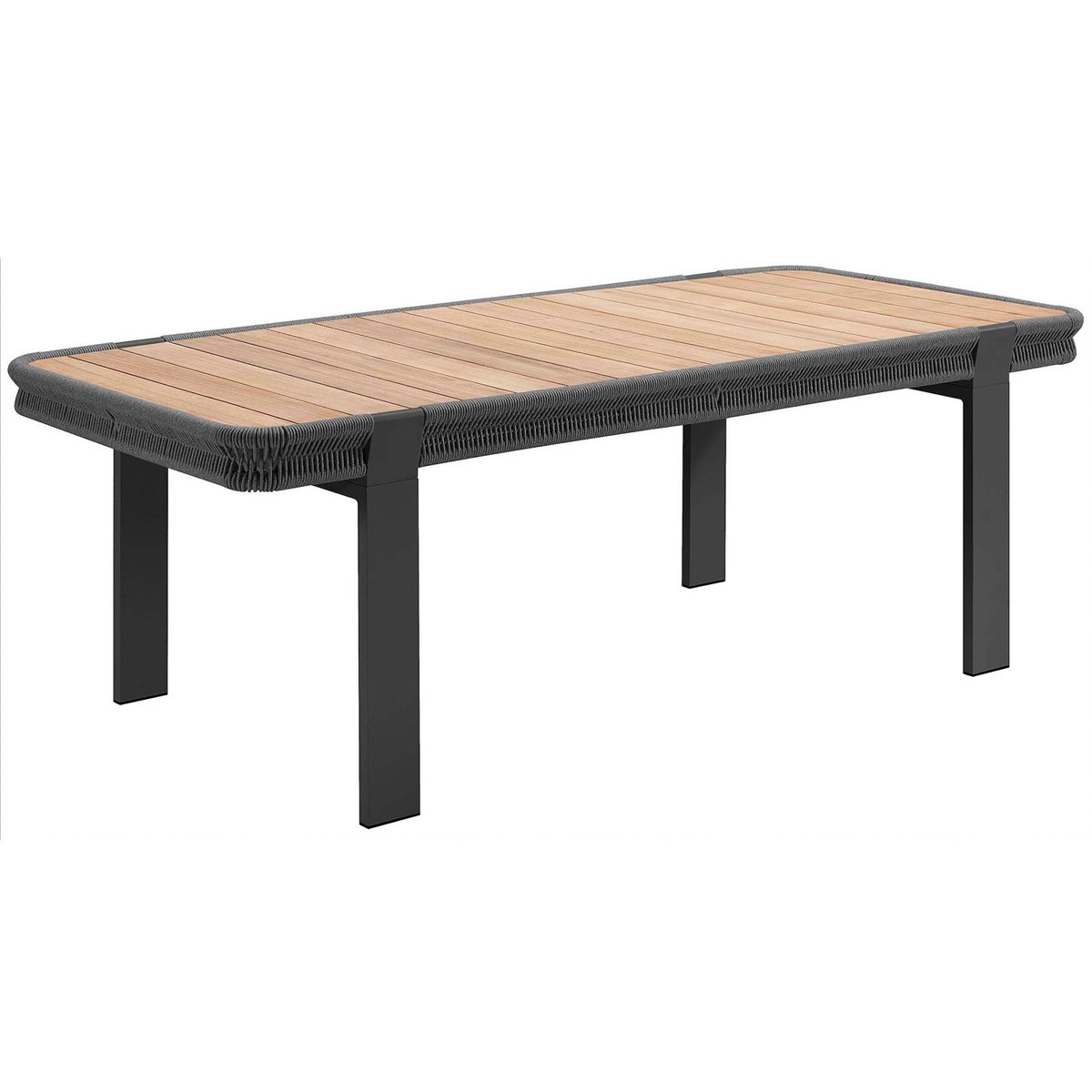 Ensemble repas 6 places jardin en aluminium et corde tressée, OLBY gris anthracite, AU JARDIN DE CHLOÉ