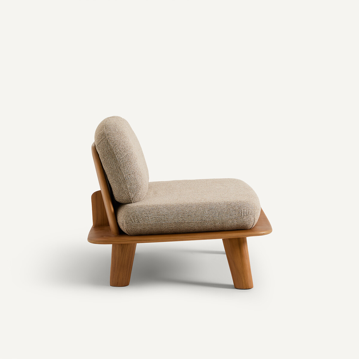Fauteuil en teck massif et coussins en tissu chiné, MAZAI teck, AM.PM