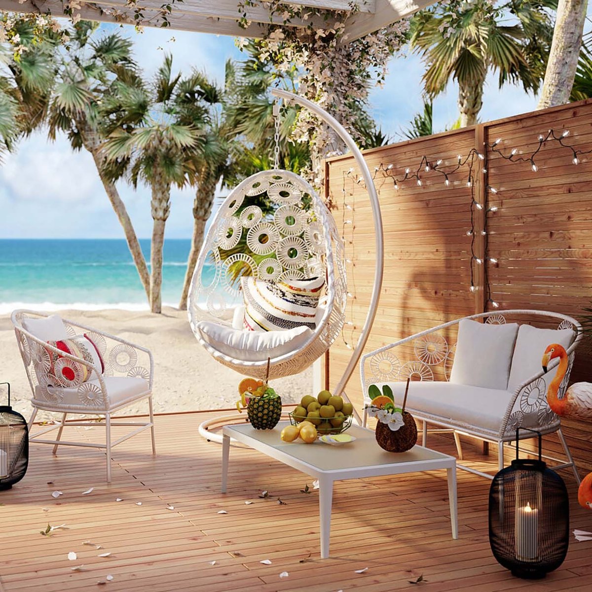 Fauteuil suspendu, IBIZA blanc, KARE DESIGN