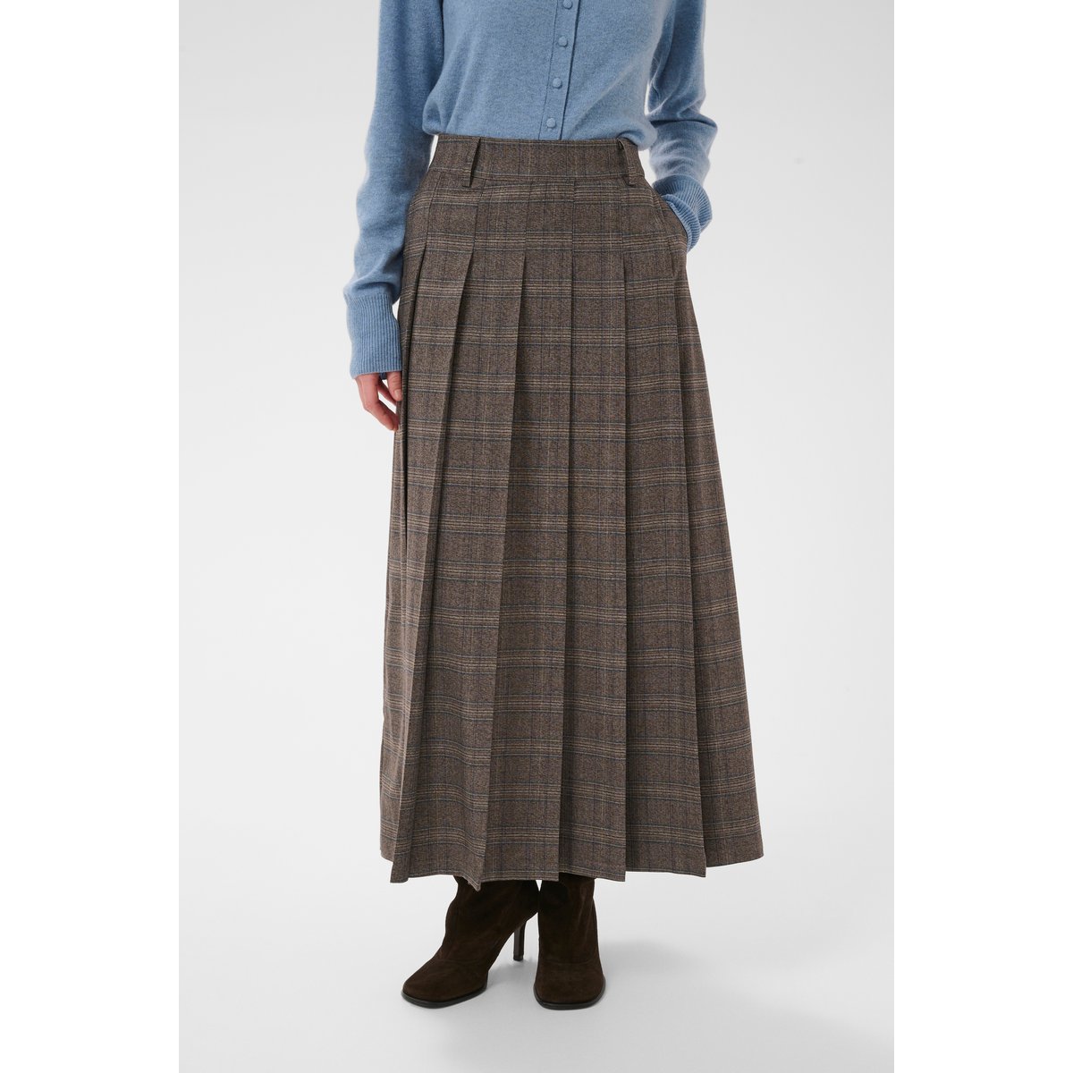 Jupe - tissage léger marron brown check, CULTURE