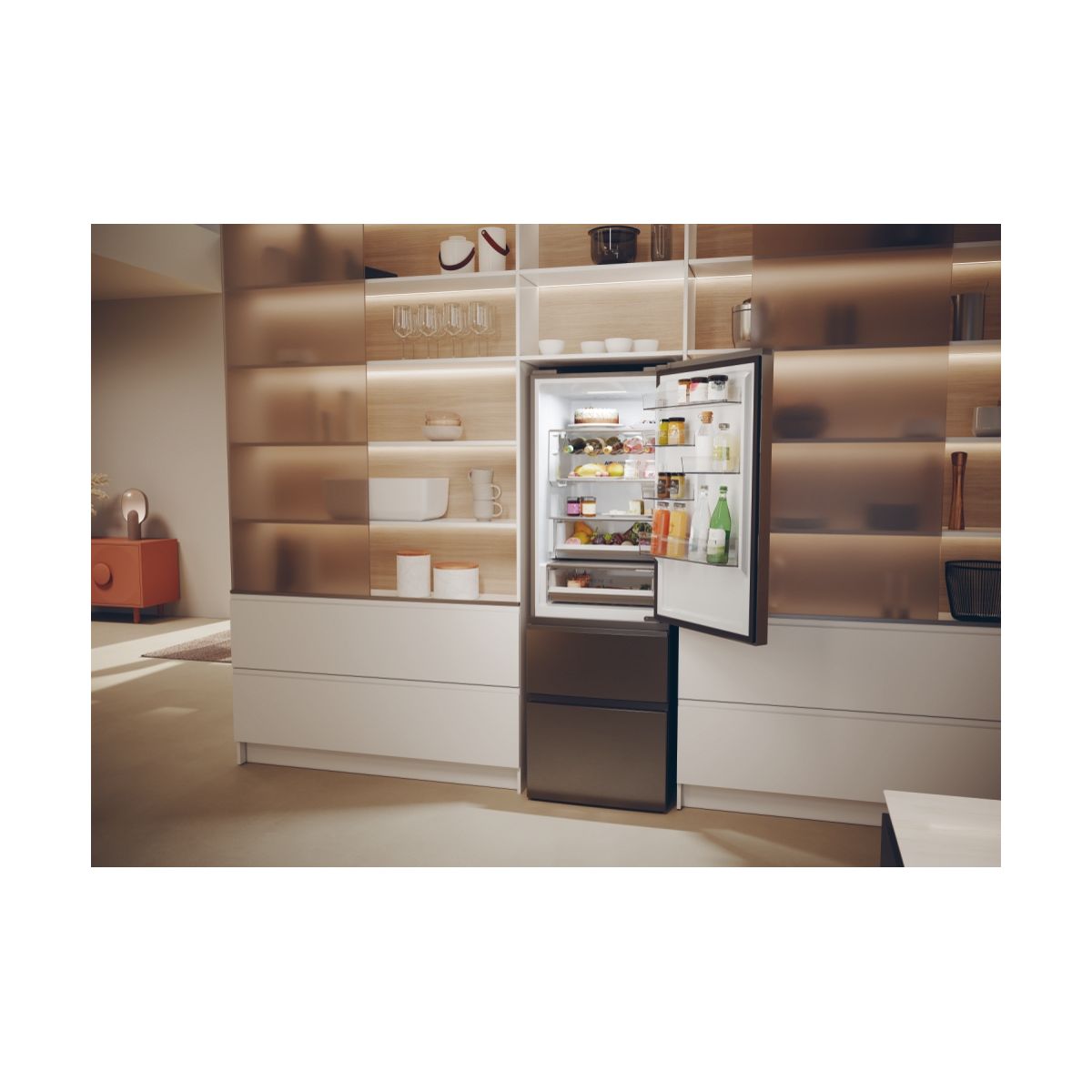 Réfrigérateur combiné HTW5618CNMP couleur unique, HAIER