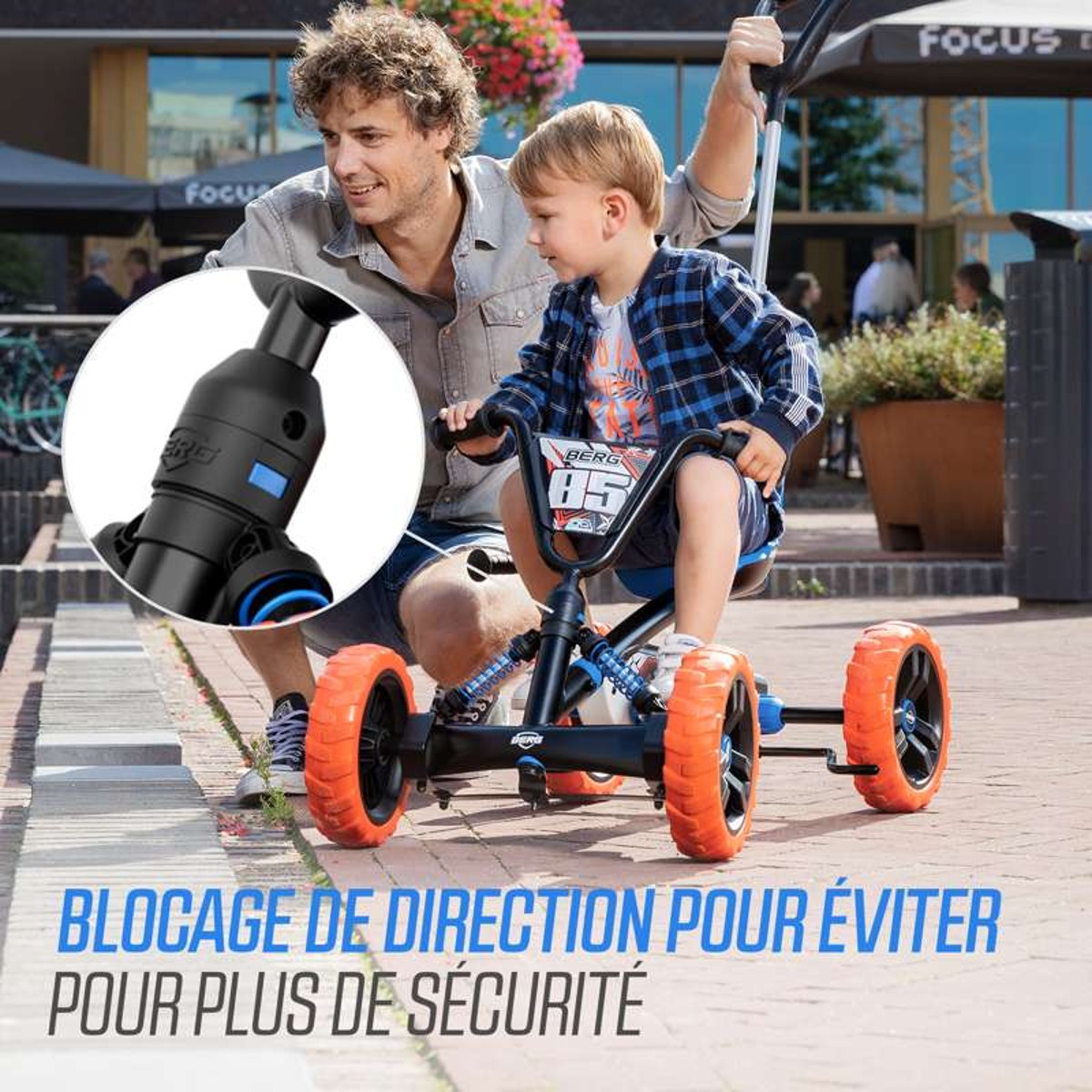 Kart à Pédales pour Enfants, 2+ Ans, Buzzy 2-in-1 blue/orange, BERG TOYS