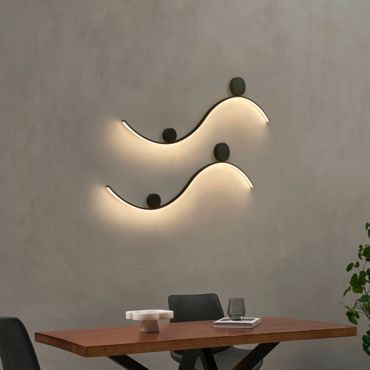 Applique LED noire vague - CURVA noir, KOSILUM