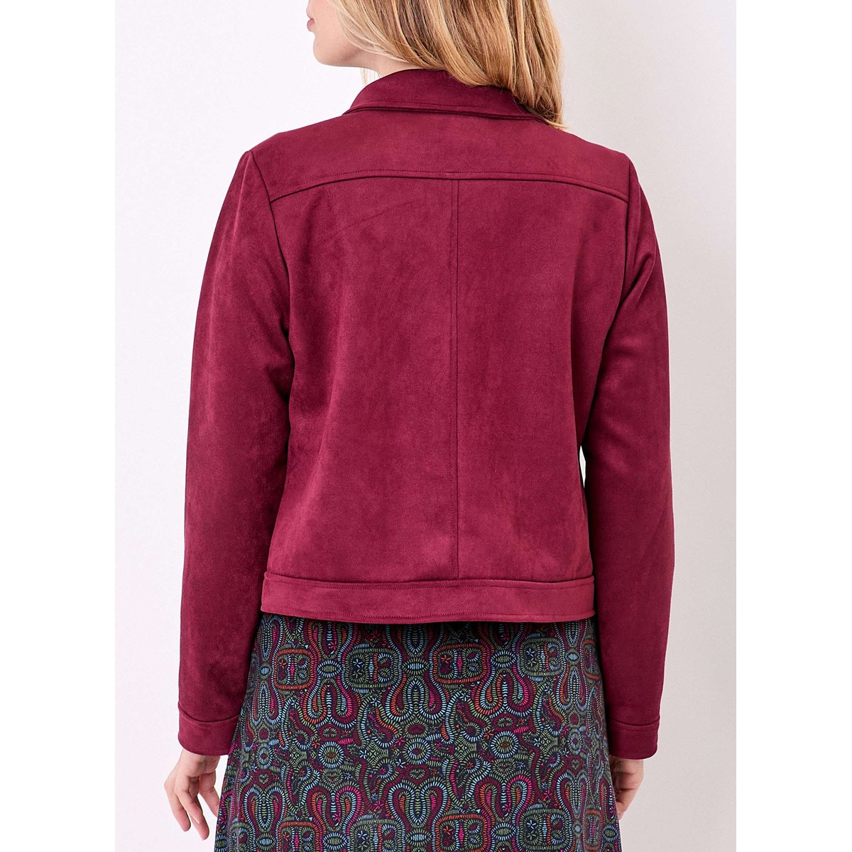 Veste courte suédine doublée AJDA rouge bordeaux ajda, LA FIANCÉE