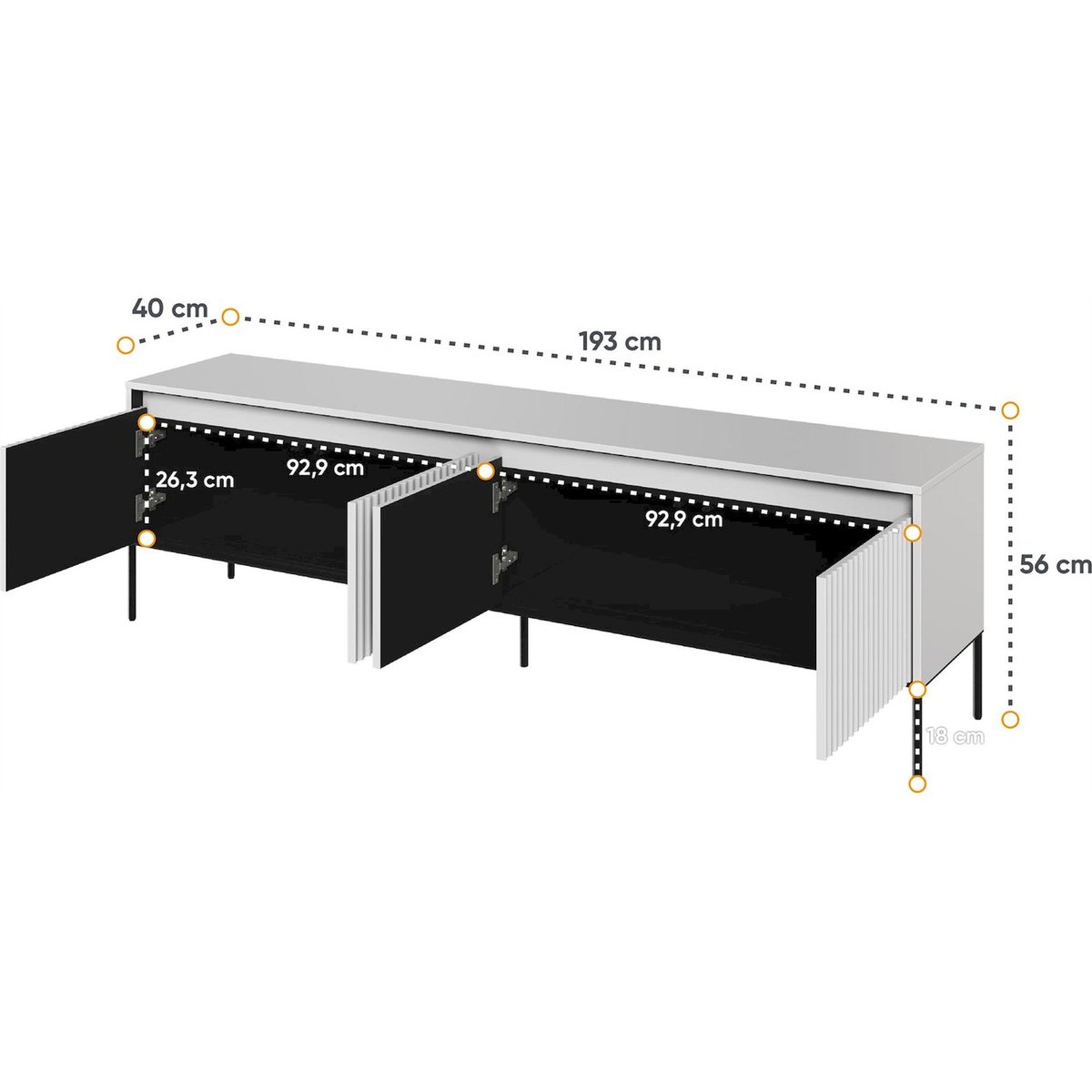 Meuble tv bois avec LED collection TREND blanc, RECOLLECTION