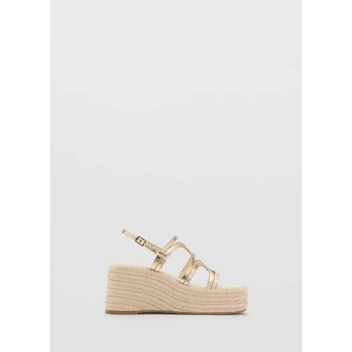 Sandale à plateforme avec brides métalliques or, MANGO TEEN
