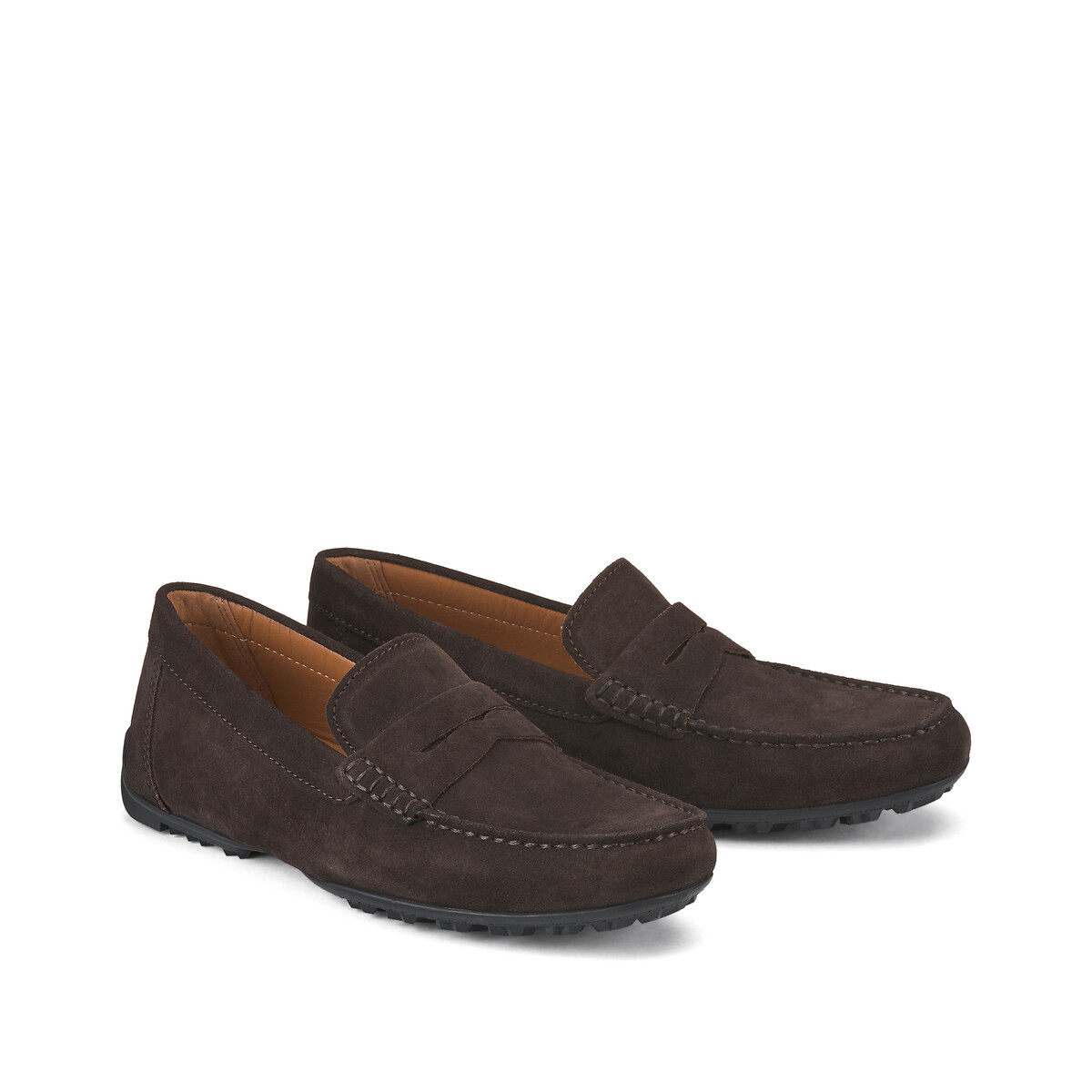 Mocassins cuir respirants Kosmopolis + Grip marron foncé, GEOX