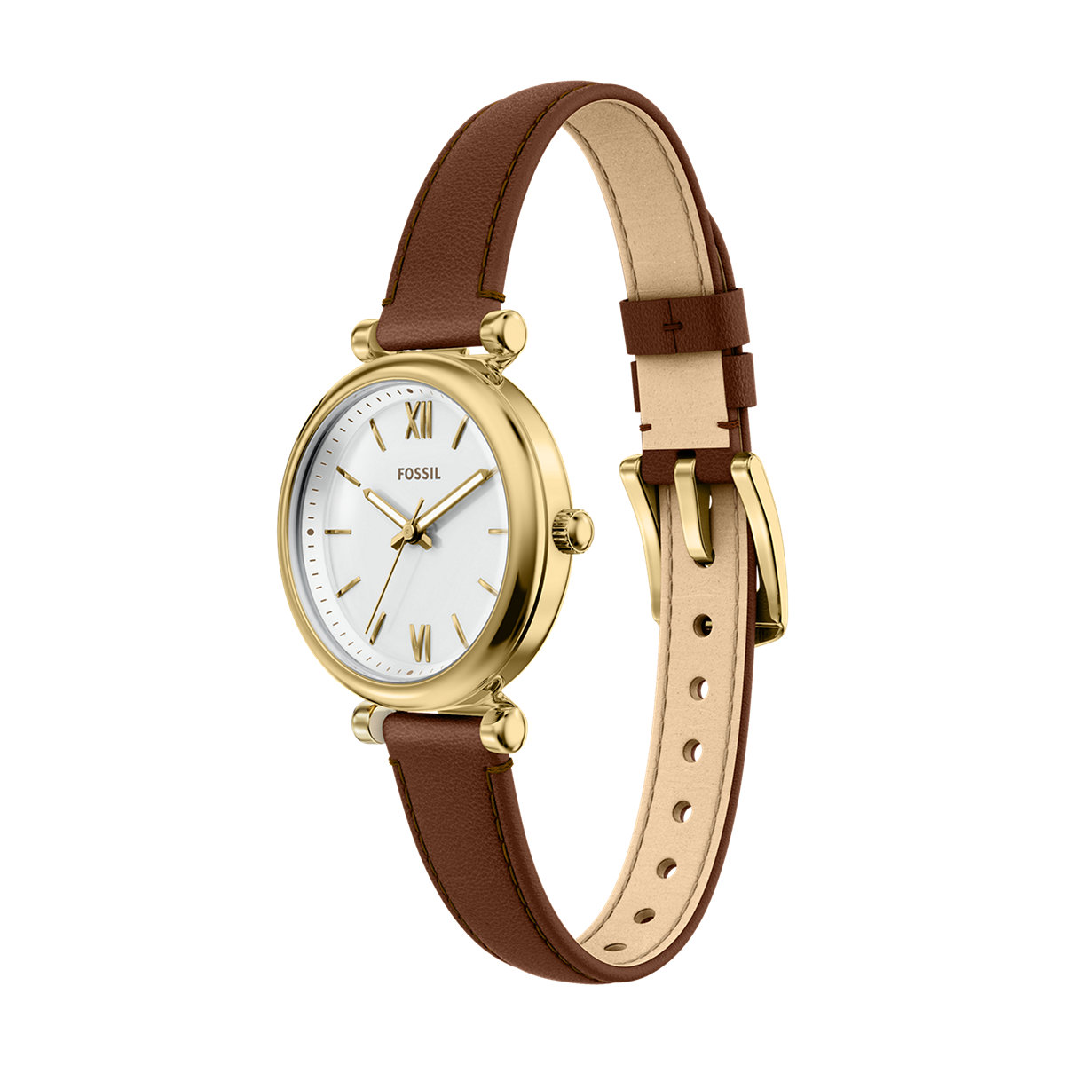 Montre Analogique CARLIE doré blanc marron, FOSSIL