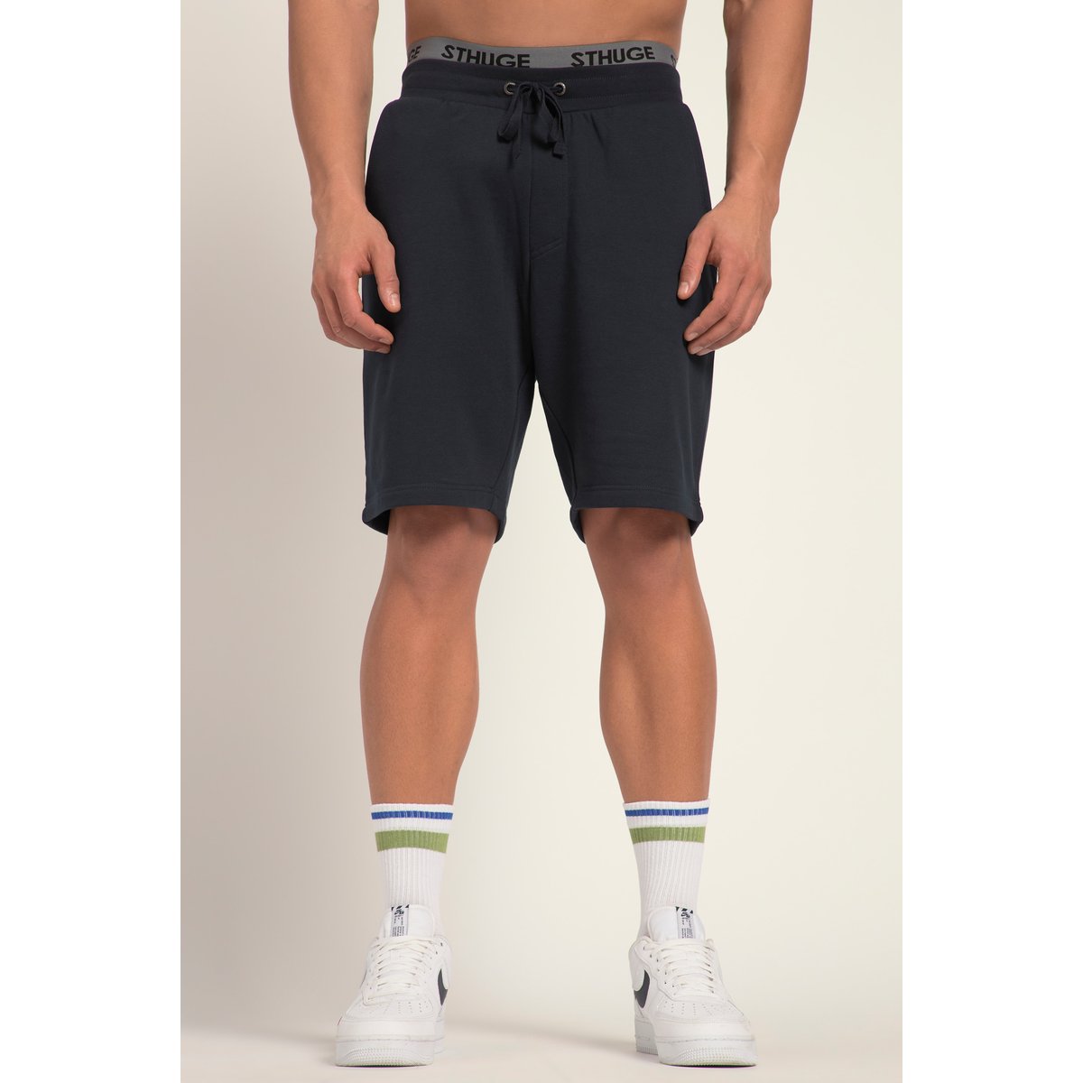 Bermuda en molleton, taille élastique bleu marine, STHUGE